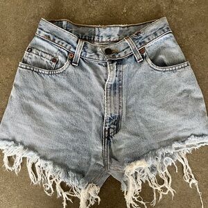 Levi's Light Wash Distressed High-Waist Jean Shorts